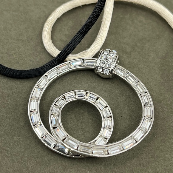 Nolan Miller Pave Circle Pendant Necklace Set – 16", 4 Cords, Box & Certificate - Picture 6 of 12